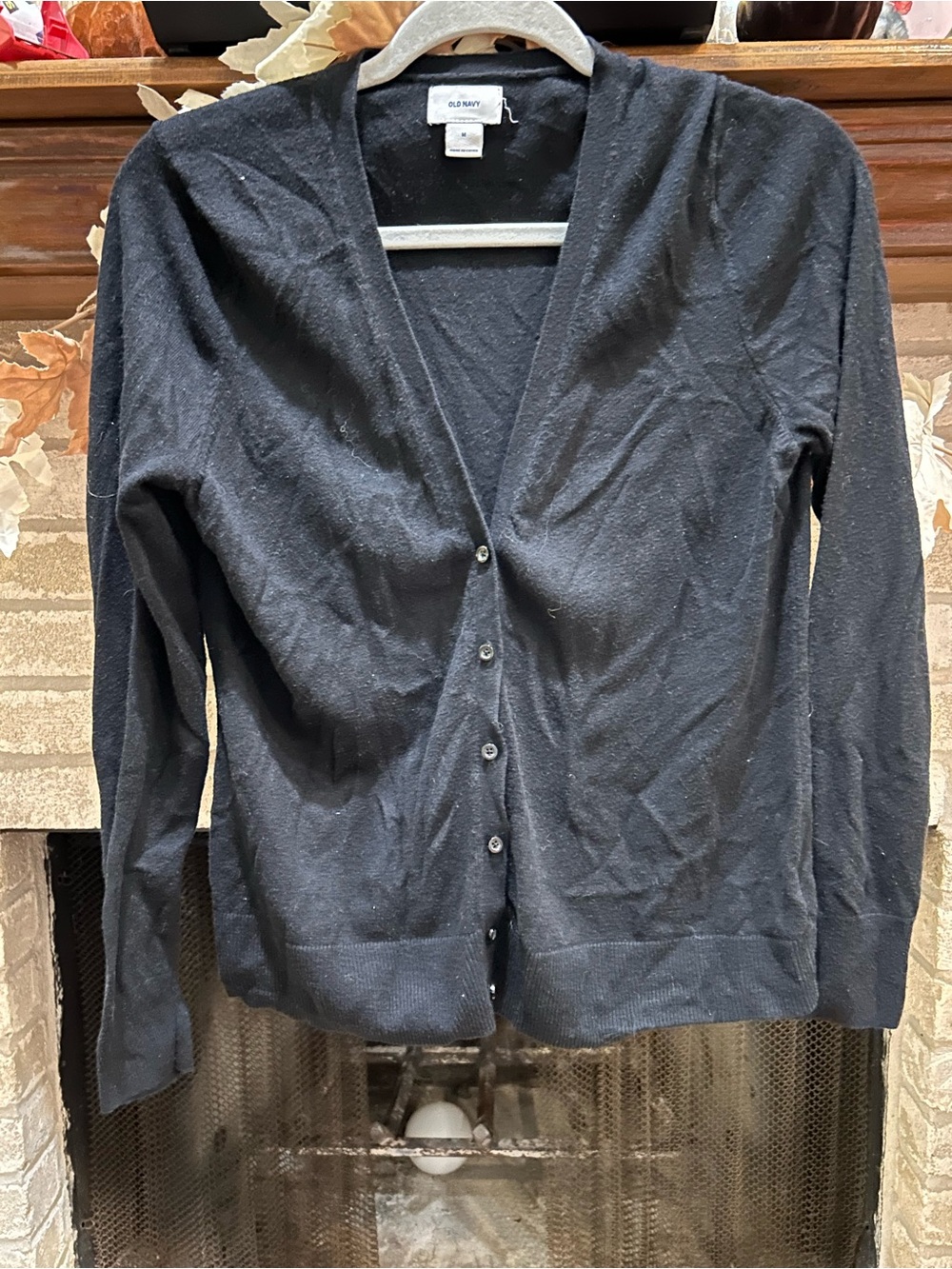 Old Navy Black V-Neck Button-Front Cardigan EUC